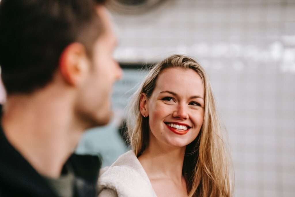 Girl smiling with a guy