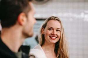 Girl smiling with a guy