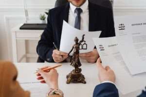 a lawyer handling a divorce between couples